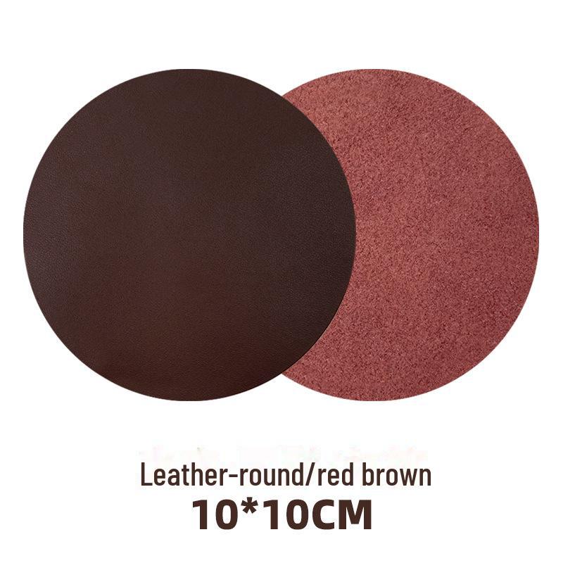 Custom PU Leather Tea Coasters with Hand-Sewn Edges and Insulation Pad, Featuring Your Enterprise Logo.