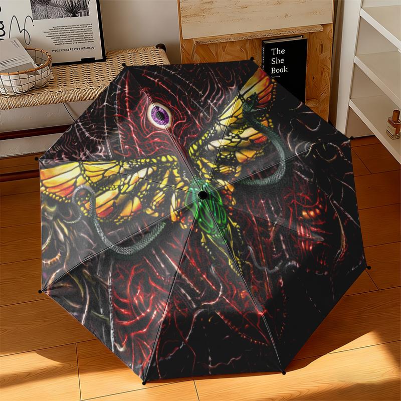 1pc Modern Freemasonry Umbrella Portable Folding Umbrella Iron Frame Hole Bone Structure Outdoor Home Umbrella