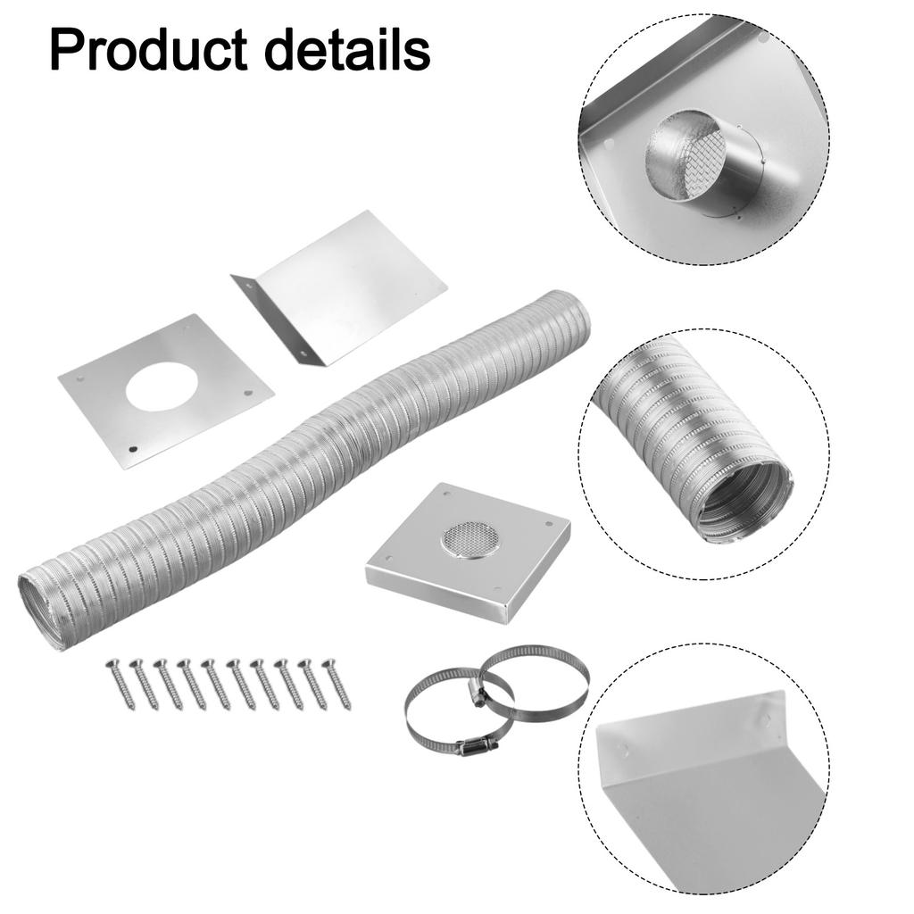 Flexible Air Intake 2 Inches Fresh Air Intake Kit Moisture Barrier Plate Rustproof Air Intake Kit Heavy-Duty Connection Clamps