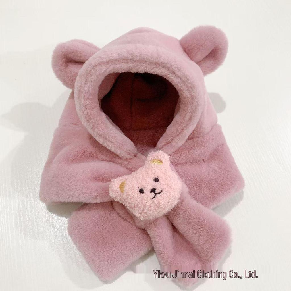 Super Cute Velvet Baby Hat & Scarf Combo - Windproof Ear Protection for Boys & Girls (Autumn/Winter)