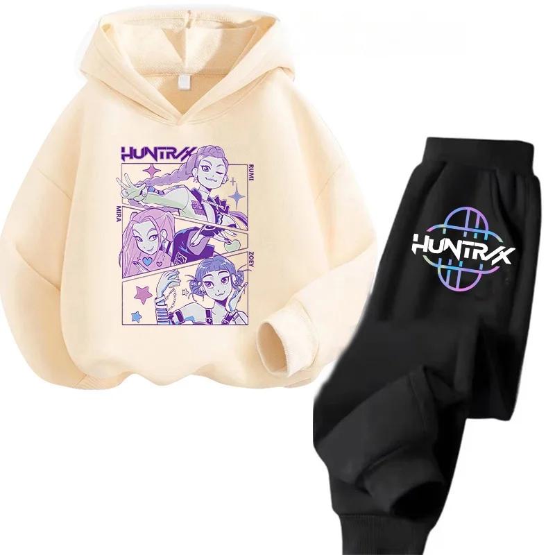 Sets Children Hoodies Kpop Demon Hunters Kawaii Pullover Sweatshirt Anime Trucksuit Cartoon Girls Boy Kids Autumn Casual Clothes