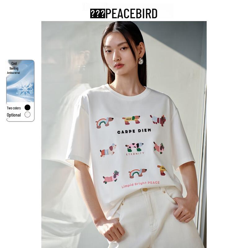 PEACEBIRD Women s Cooling Grid Dog Graphic T-Shirt M