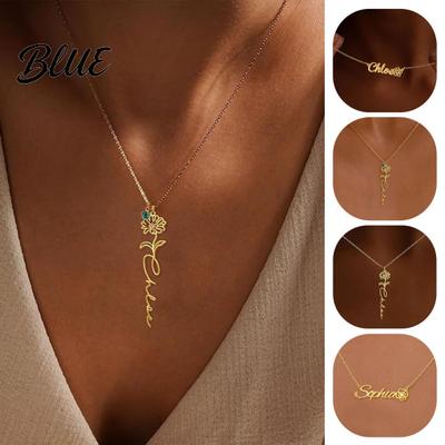 Skin-friendly Necklace Birth Flower Women Pendant Month Adjustable Length Mother's