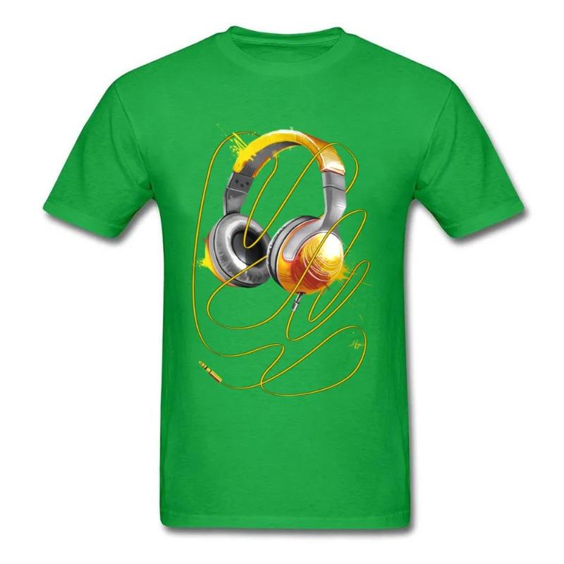 Hip Hop Dance Music T-Shirt Turn Me on Free Ship Short Sleeve 100% Cotton Men's T Shirts Rock Headphone T Shirt Top Quality T-Shirts Men’s