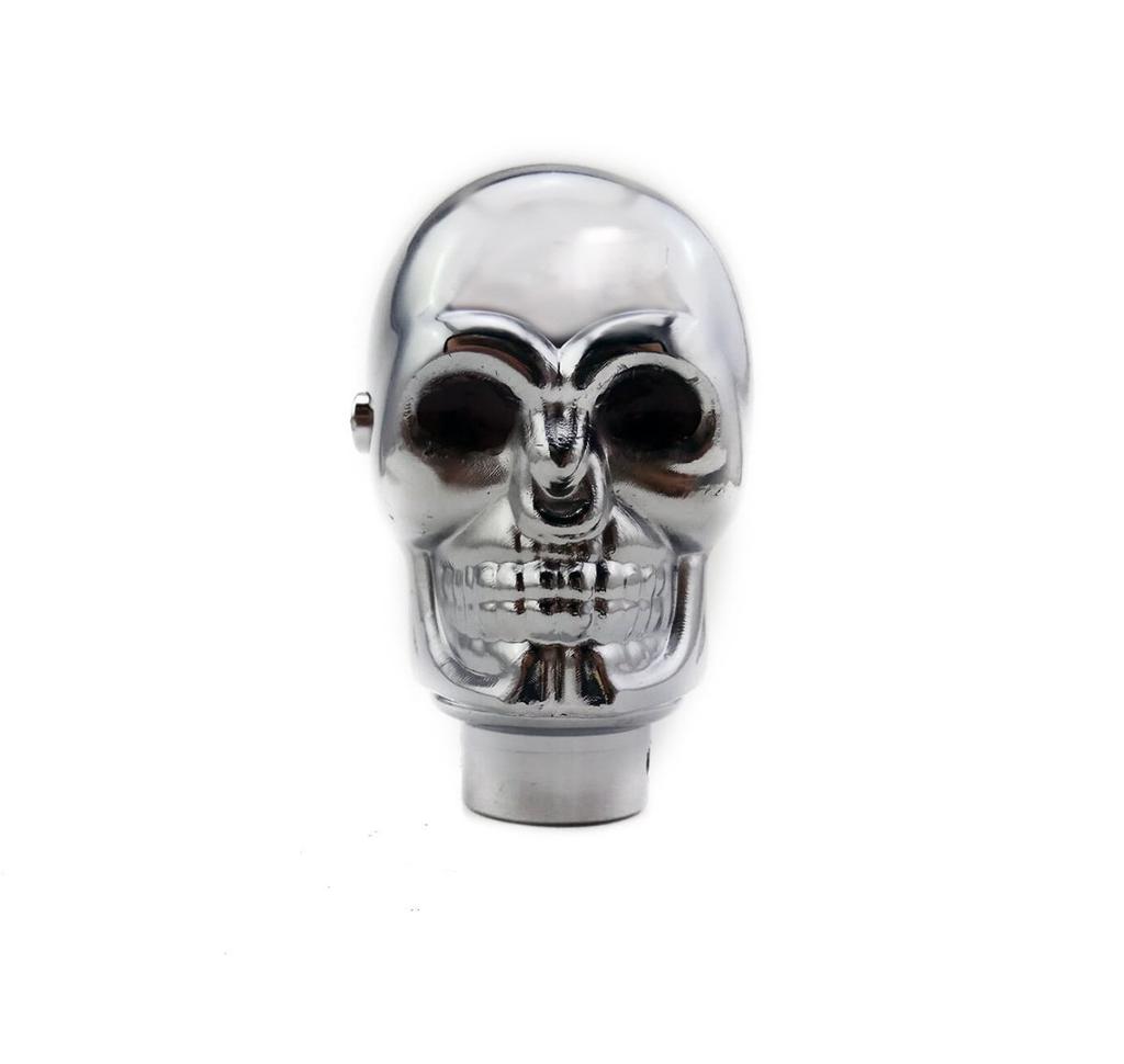 TASWK Silver Chrome Skull Stick Shift Knob with LED Manual Shift Knob Blue Eyes Lights, - (Red)