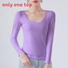 Cotton Crew Neck Slim Fit Long Sleeve Tshirt With Solid Color For Casual Wear