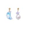 Nuver Earrings Bead Pearl Unbalanced Women's Crystal