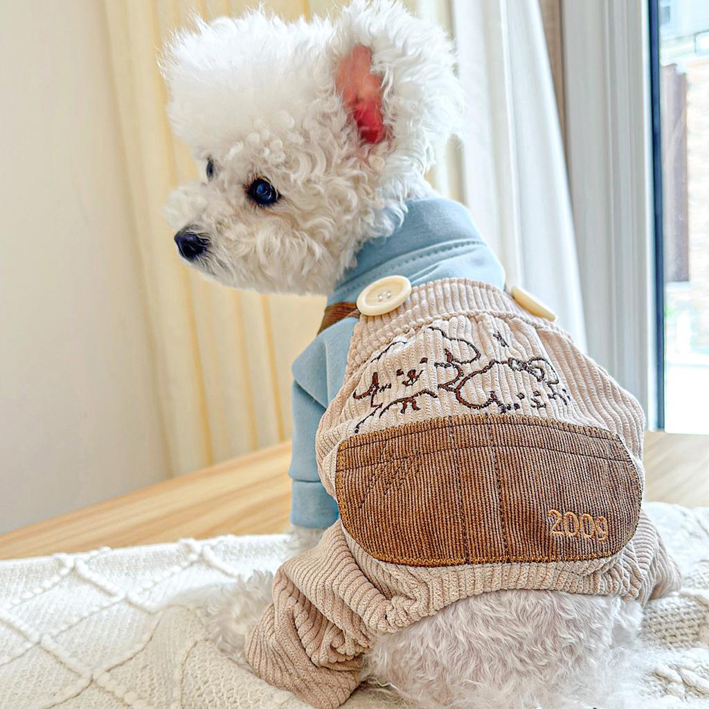 PETCIRCLE Pet Circle Dog Quad Pet Clothing Clothing Corduroy Good Friends Overalls Collection