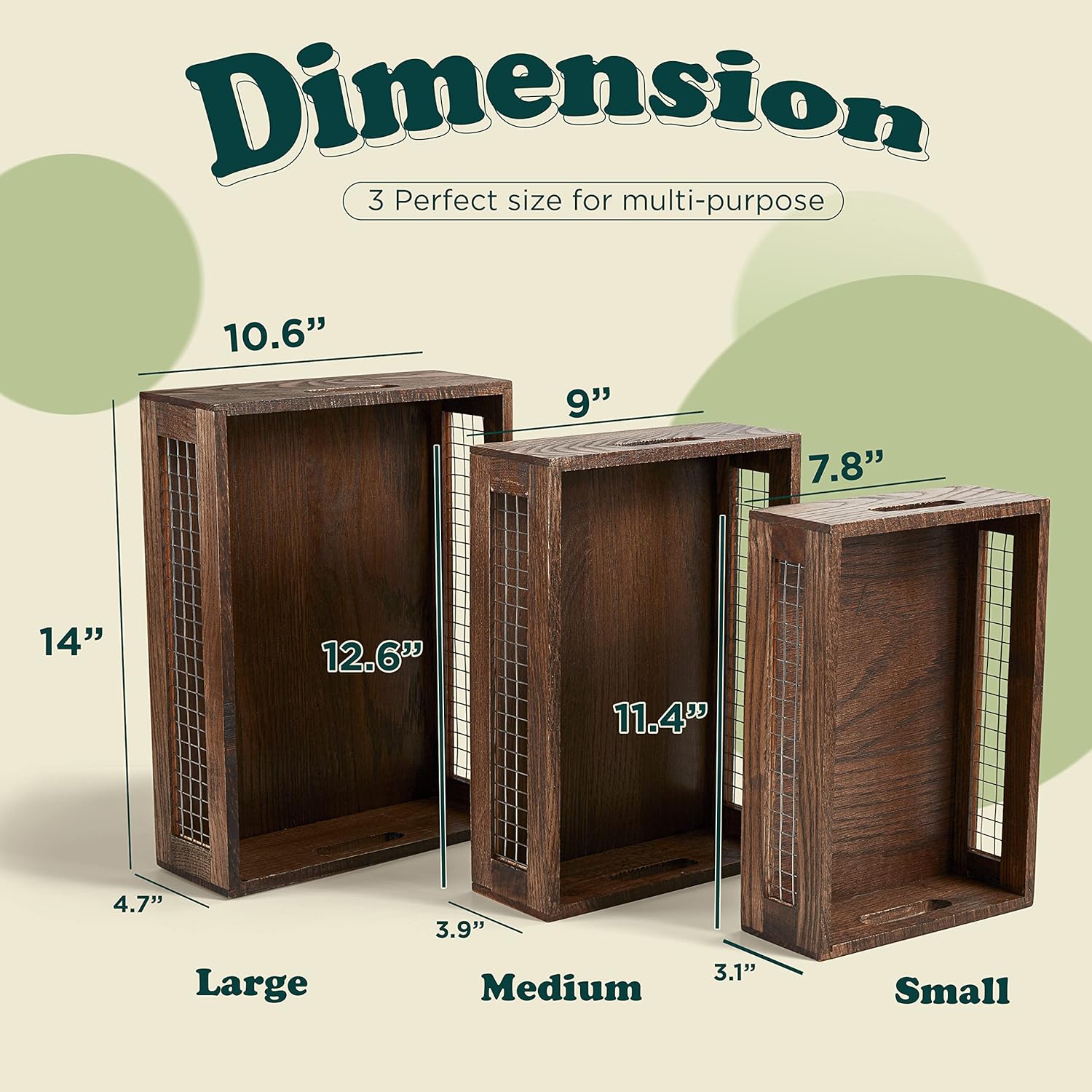 

Wooden Nesting Baskets Set of 3 for Kitchen, Bathroom, Pantry – Rustic Storage Organizer with Handles United States