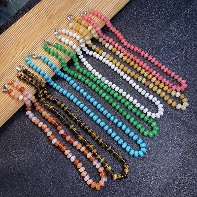 Naturstein-Halskette, Regenbogen-Halbedelstein-Abakus-Perlen-Halskette für elegante Frauen, die ein romantisches Geschenk lieben