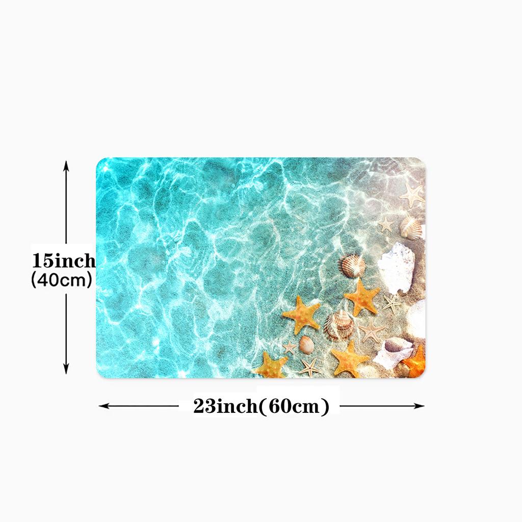 1 Stück Küchenteppich mit Seestern-Druck, weiche Anti-Ermüdungs-Komfortmatte, wasserdichter, rutschfester Bodenmatten-Läuferteppich, Überwurfteppich für Wohnzimmer, Schlafzimmer,