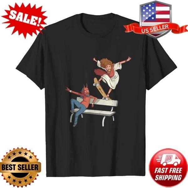 Jesus skater skateboard devil devilish cartoon T-shirt 4XL