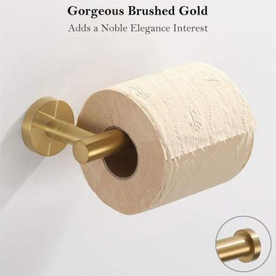 Toilet Roll Holder Punched Rust-proof Brushed Gold Wall-mounted Toilet Paper Rack for Bathroom