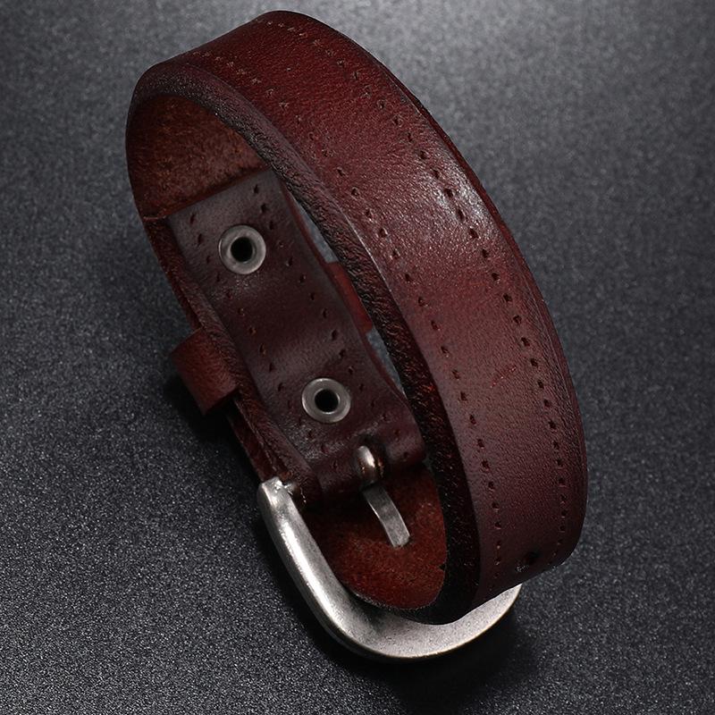 Men's Punk Rock Leather Bracelet - Smooth Retro Cowhide Design
