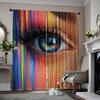 2pcs   Spring Summer Curtains Modern Color Eyelids and Eyelashes Semi-Sheer Curtains Durable 100% Polyester Fabric Home Decor for