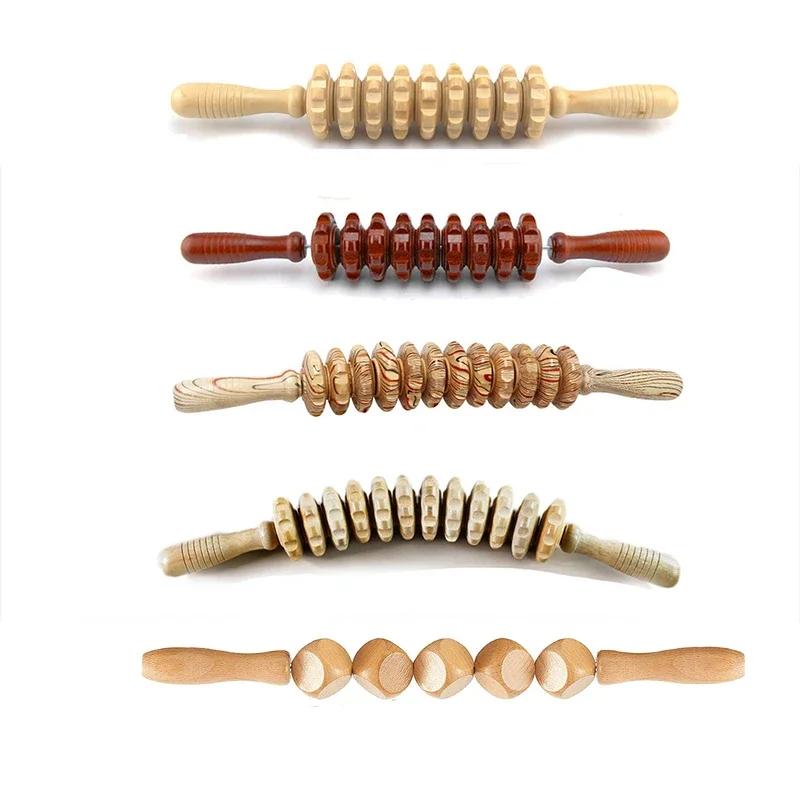 1Pc Wood Slimming Scraping Guasha Tool Anti Cellulite Body Sculpting Massage Roller for Muscle Pain Relief Blood Circulation