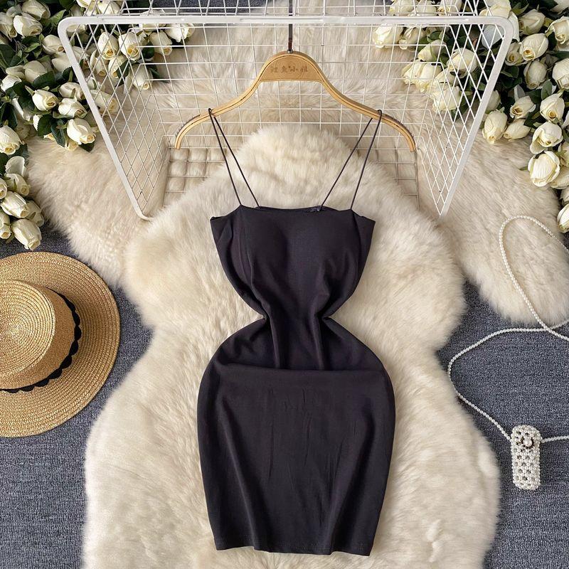 

Easy Matching Sling Base Skirt Summer New Arrival with Chest Pad Elastic Slim Fit Slimming Sexy Tube Top Package Hip Dress Dark gray One size