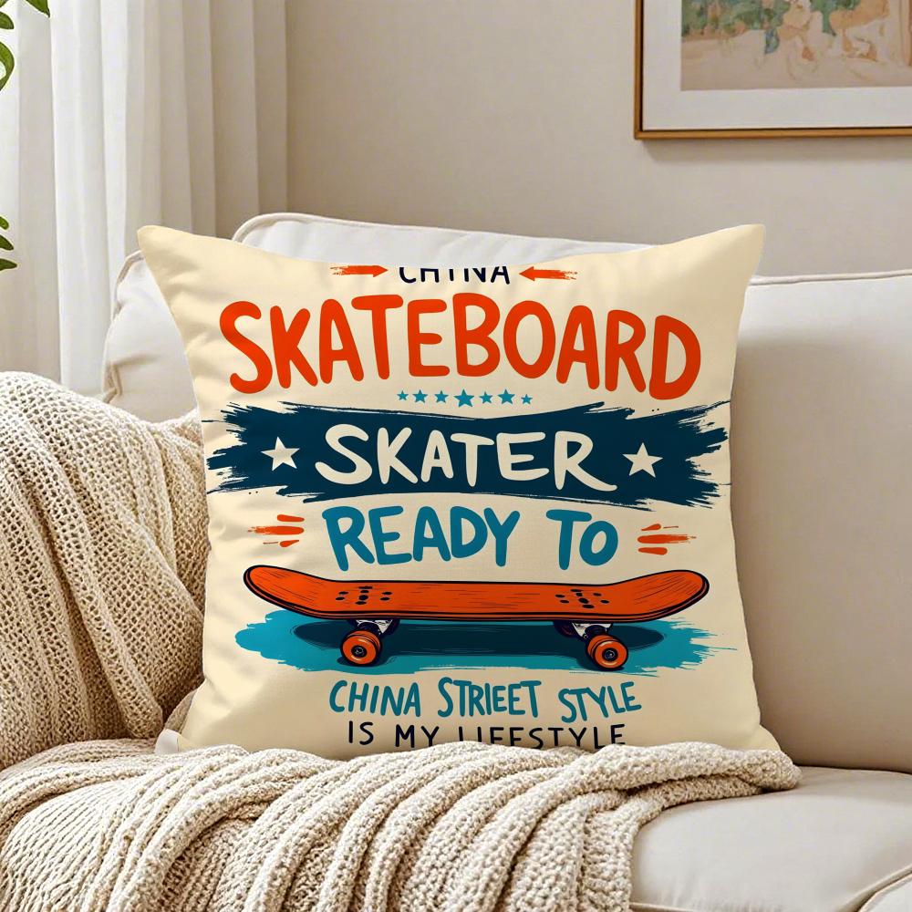 Fashionable American Graffiti Prints Cushion Cover Linen Pillowcase Soft for Sofa Bed Home Room Decor