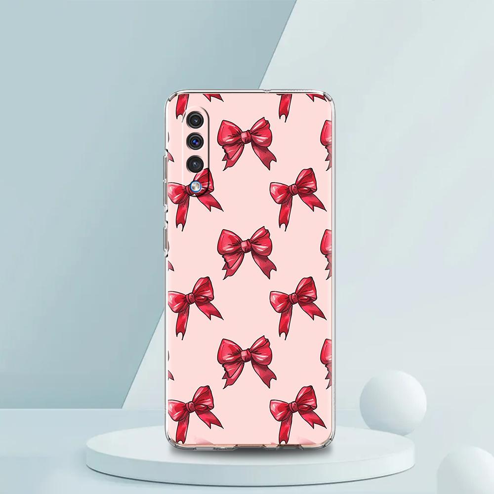 Cute Cherry Bow Phone Case For Samsung A16 A14 A12 A22 A32 5G A34 A42 A52 A54 A50 A70 A30 A40 A20E A10S A20S A02S A04S A06 Cover