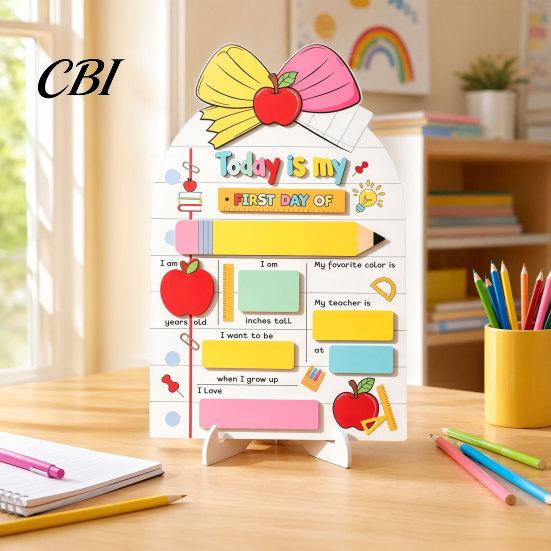 Cute School Decoration Personalized First Day of Wooden Sign, Reusable Erasable Back to Kids Height Age Chart Board, Classroom Decor, Keepsake Memory