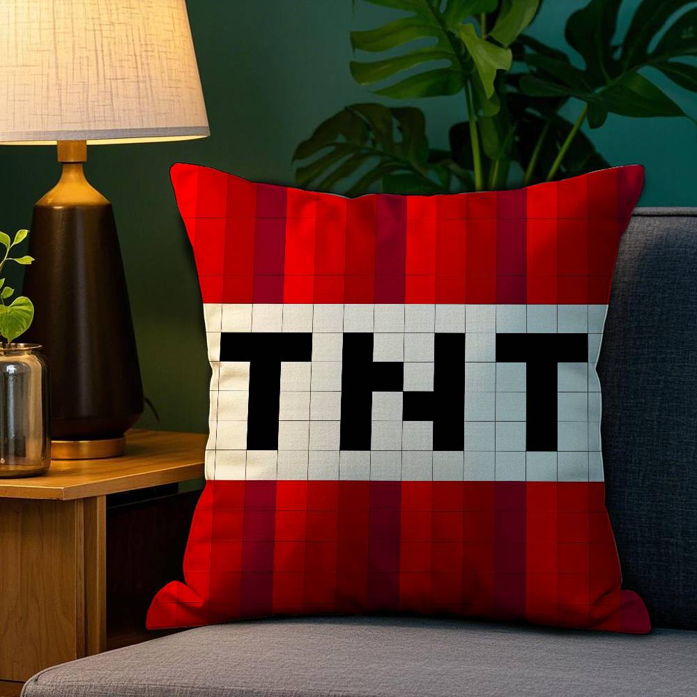 Game T-TNT Block Explosion Pillow Case Plush Fabric Soft Double Sided Print Sofa Cushion Cover Throw Pillow Covers