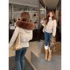 Removable sleeves, large fur collar cotton-padded clothes, women's short jackets, new European and American cotton-padded clothes, women's loose cotto