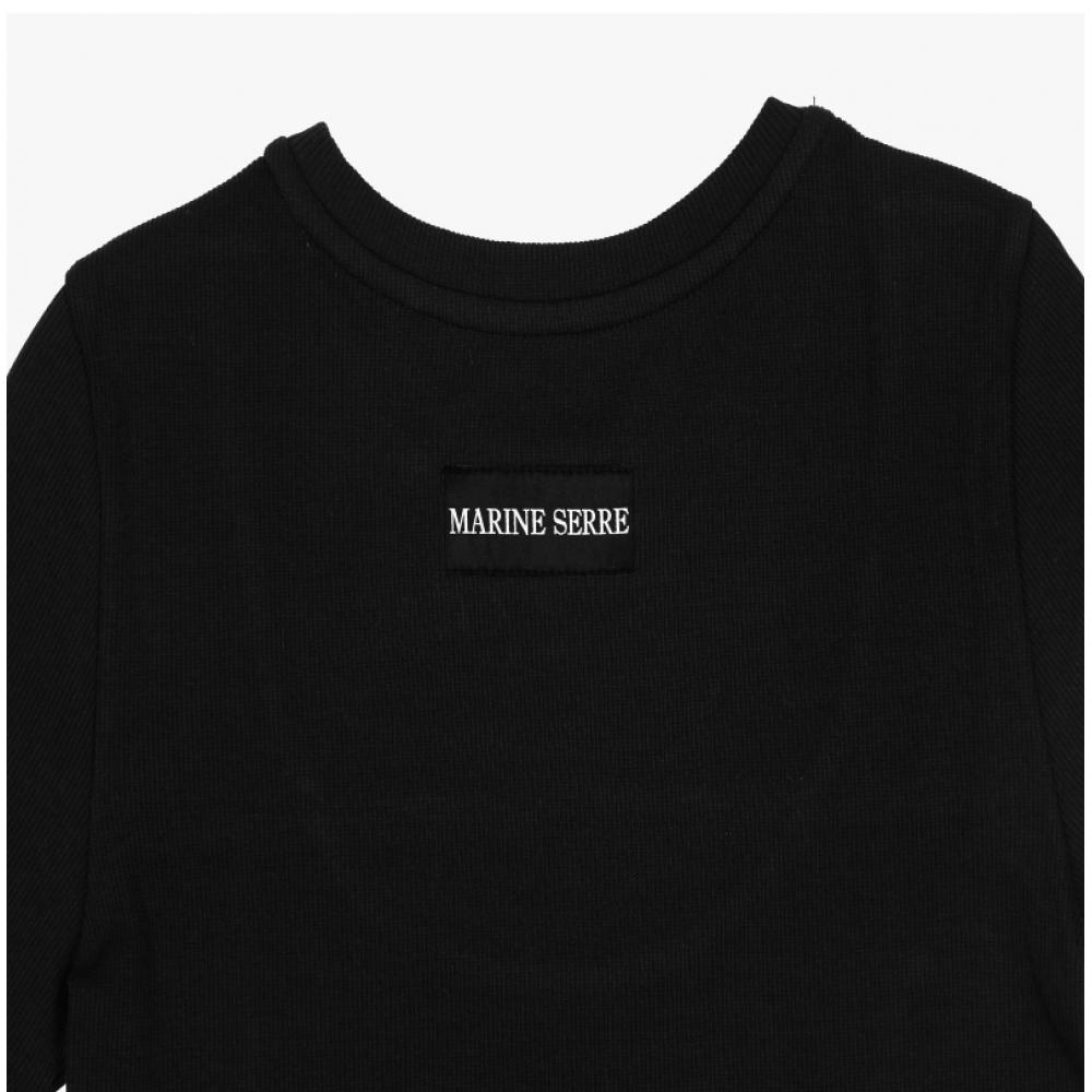Marincer Wtt023a Cjer0011 Bk99 Moon Logo Embroidery Cutout Women S Short Sleeve Tee