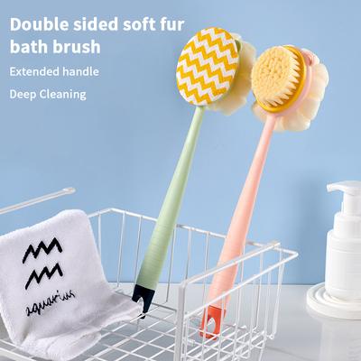 Double Sided Scrubbing Tool Bath Brush Long Handle Soft Fur Bath Brush Detachable Scrubbing Towel Strong Back Rubbing