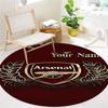 Arsenal F Custom Name Round Area Rug,Carpet Rug for Living Room Bedroom Sofa Playroom Decor,Non-slip Floor Mat