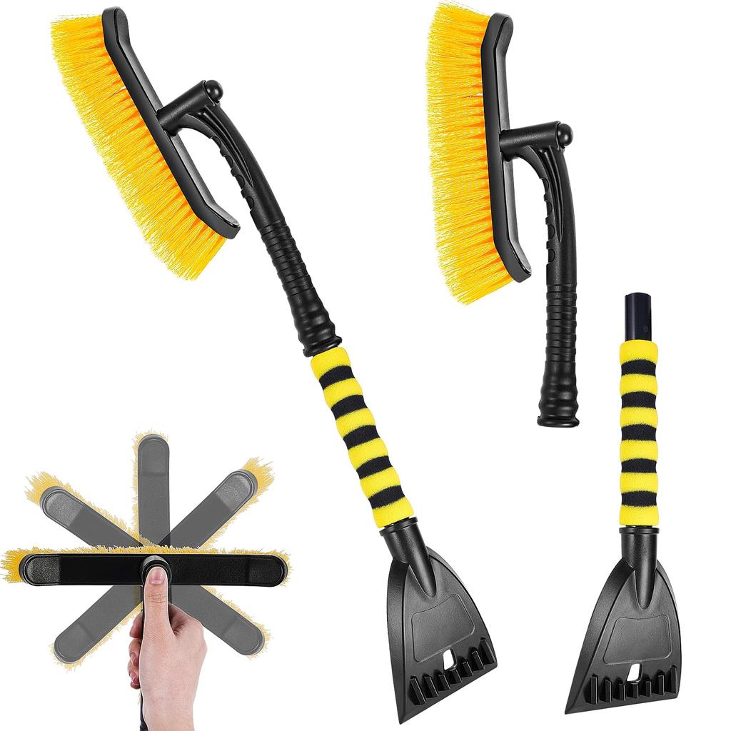 YIIFELL Car Snow Remover with Scraper Rotating Brush Black and Yellow