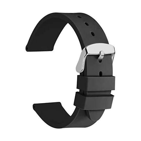 [WOCCI] Watch Band Silicone Rubber 16mm 18mm 20mm 22mm 24mm Waterproof Watch Replacement Strap Sporty Rubber Watch Strap Black Buckle