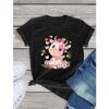 Cartoon Cute Style T-Shirt Short-Sleeved T Shirts Cow Print Clothing Tshirts Holiday Weekend Wear Fashionable Y2K Clothes 2024