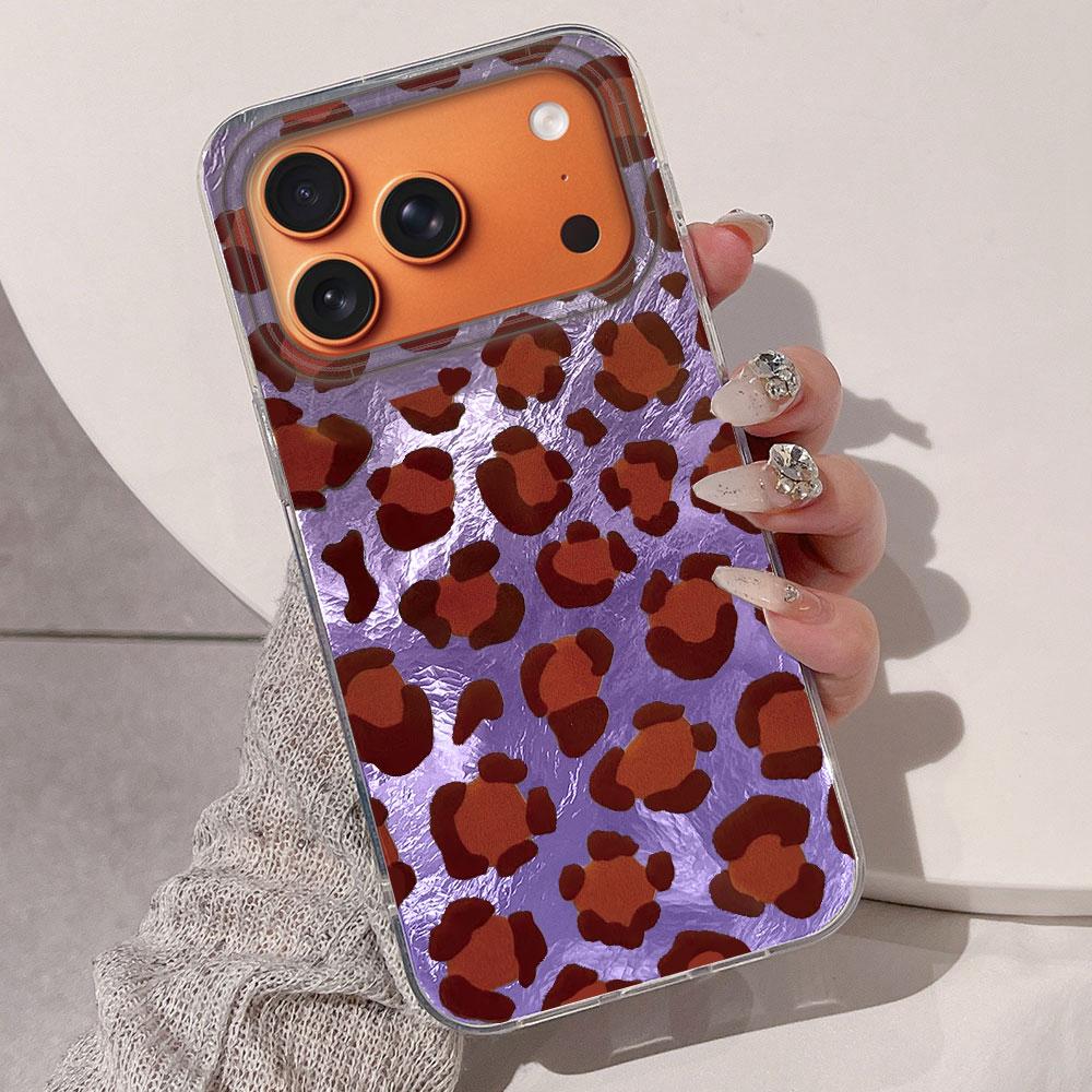 Luxury Gold Leopard Print Phone Case for Iphone 17 Air 16 15 14 13 11 12 Pro Max 7 8 Plus X XS XR SE 2022 2020 16e Shell Cover