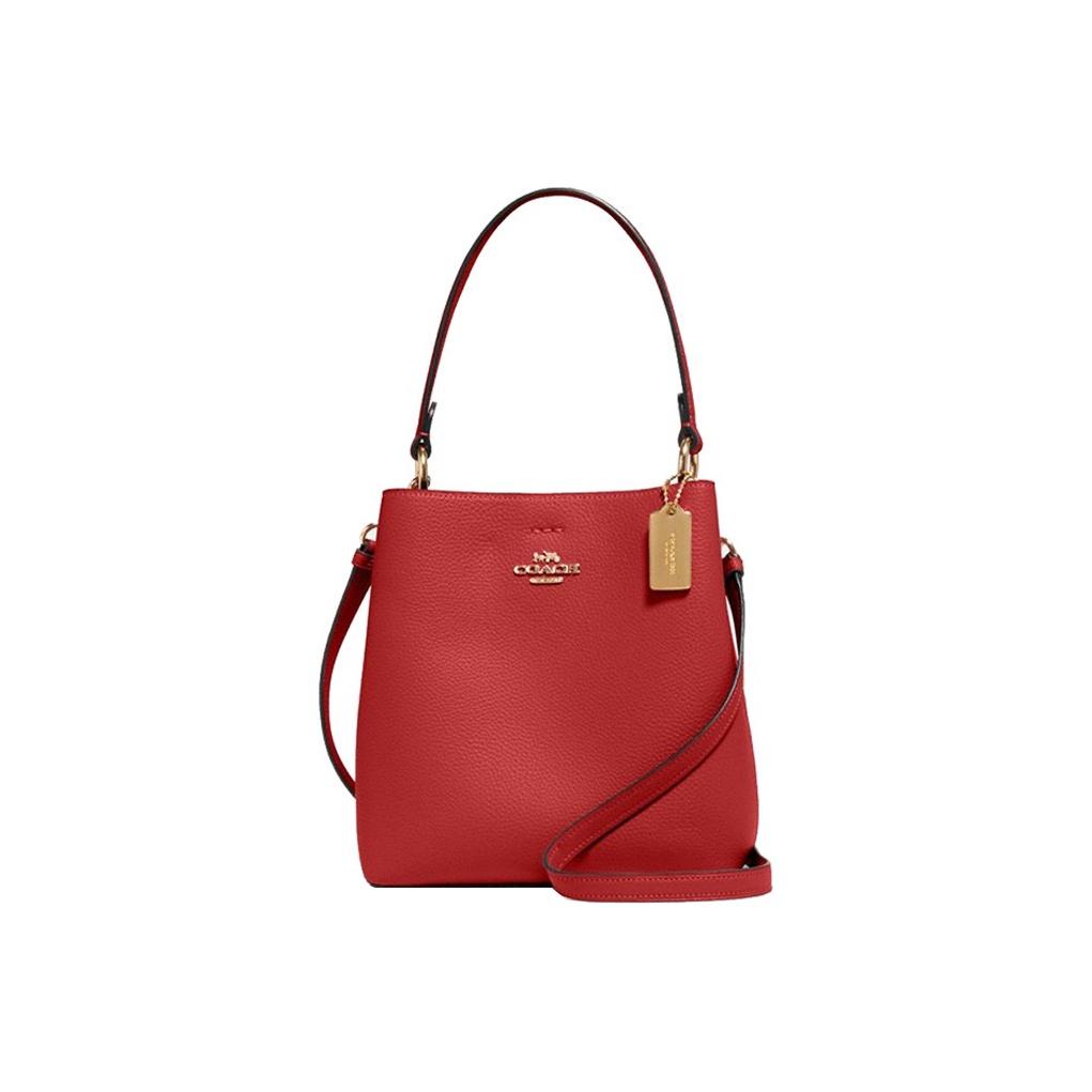 

Coach Town 21 Fashion Solid Pebble Grain Leather Bucket Bag Women bags Red 1011-IMS75 Basic Set (Bag+Dust Bag)