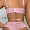 Deep V Open Bra Sexy Blue Lingerie Set Women Lace Hollow Crotchless Bodysuit Erotic Pajamas Teddy Babydoll Dress
