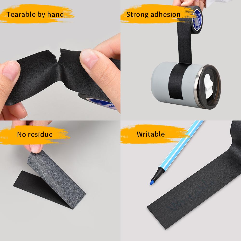 High-Tack Black Crepe Paper Tape for Children's Handmade Painting and Masking