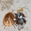 Crochet Animal Bunny Bear Knitted Animal with Heart Accessory Adorable Knitting Doll Funny Figurine Home Decor for Table