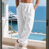 Four Seasons New Linen Men's Pants at Home Casual Simple Loose Wide-leg Ties Trousers