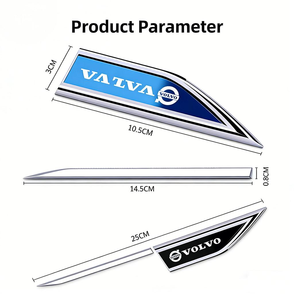 2pcs 3d Stainless Steel Car Stickers Car Accsesories Accessory for Volvo Xc60 Xc90 V40 V60 S60 V50 V90 S80 C40 XC40 V70 XC70 T6.