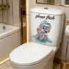 Contemporary Cartoon Elephant Wall Sticker, PVC "Please Flush" Toilet Decor, Self-Adhesive Bathroom Decal, Animal Theme Wall Art