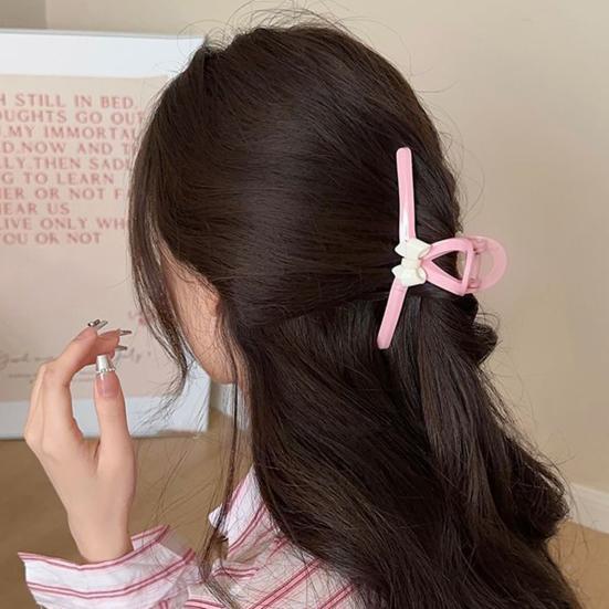 Pince à Cheveux Femme Design Nœud Grande Prise Pince à Cheveux Stable avec Peigne à Dents Étendues Ressort Puissant Pince à Cheveux pour Cheveux du Dessus Accessoire pour Cheveux