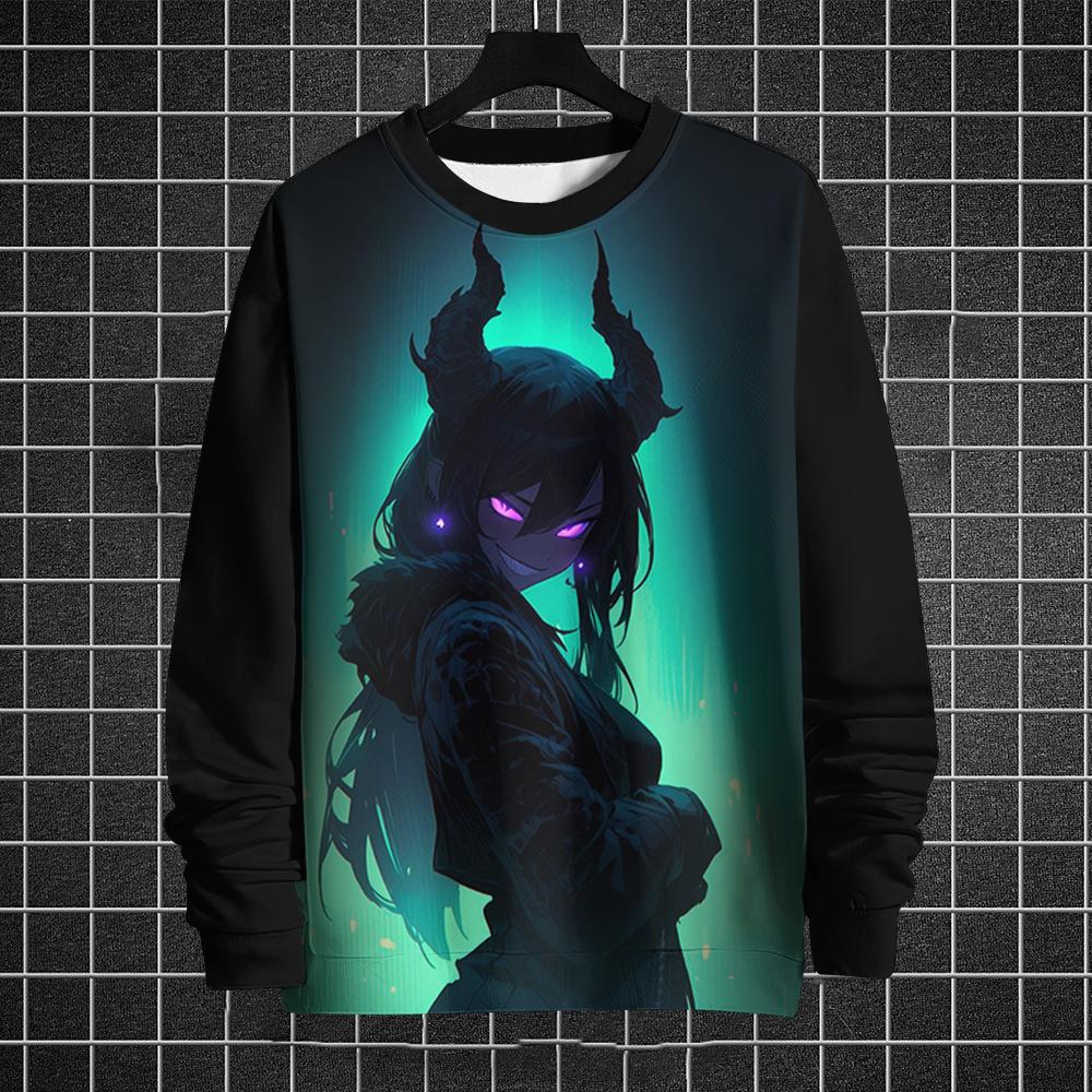 3D Anime Printing Men's Hoodless Sweatshirt Autumn Casual Comfortable Oversized Fashion Street Hip Hop Clothes