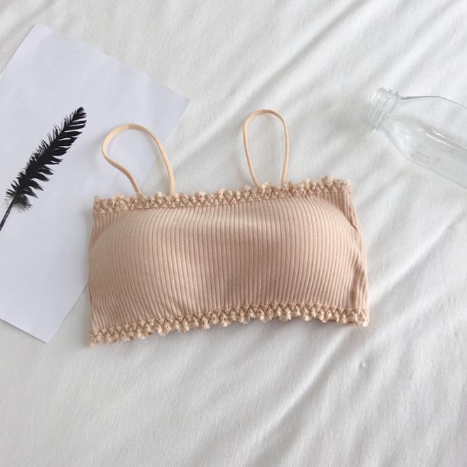 Teenager Mädchen Spitze Tube Top Camisole mit gepolsteter Weste und elegantem Rückendesign