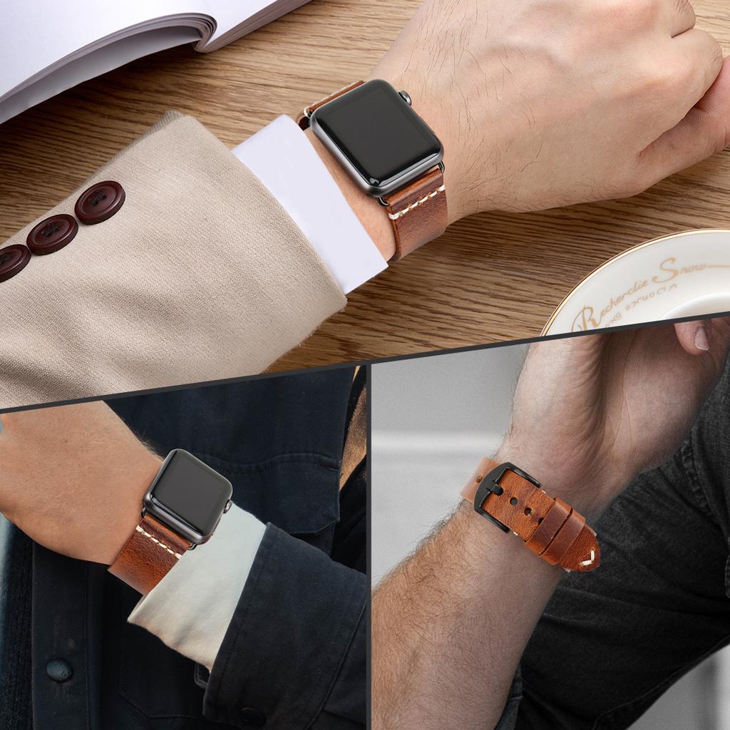 Applicable To Apple Watch Leather Strap Apple Watch Iwatch8 Men'S S7 Women'S Strap