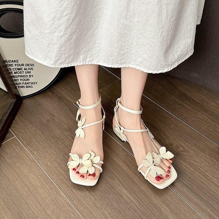 

New French butterfly super fairy thick heel sandals women s summer 2025 new square head open toe with skirt sandals 40