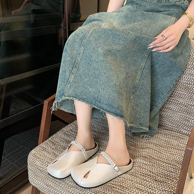Fashion Heightened Inside Baotou Semi-slippers Women's Summer Wear New Hollow Soft-soled Casual Beach Sandals and Slippers