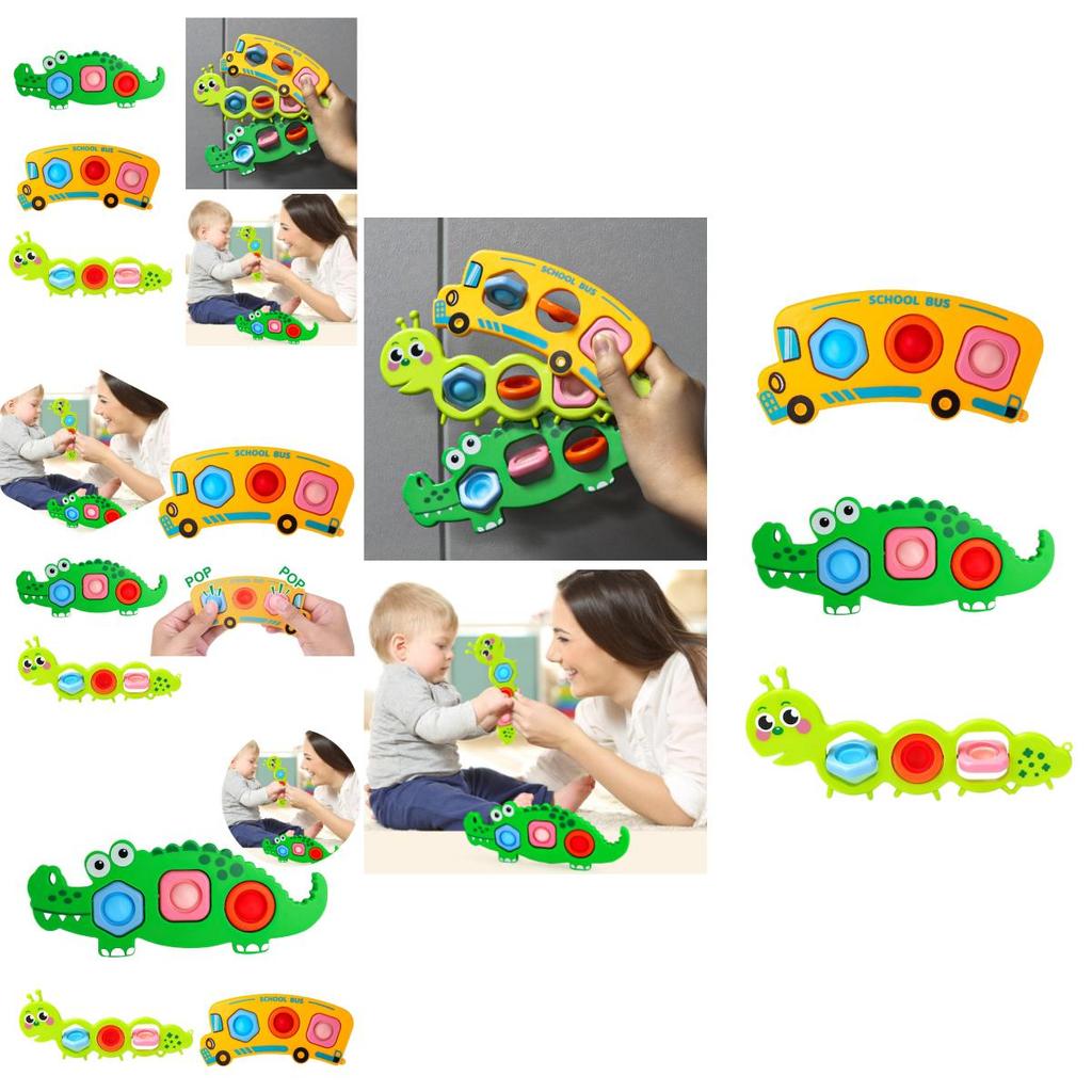 Bubble Pop Fidget Toy Crocodile, Caterpillar, And School Bus