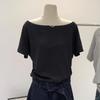 Slant Shoulder Long Sleeve Women's Clothing Style Interior Wide Truffle Shoulder Base Autumn Winter Shirt