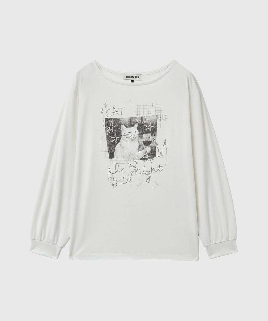 GENERALIDEA Boat Neck Loose Fit Graphic T-Shirt [White] / Gf1Lts515
