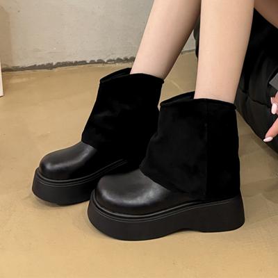 Fashion Women Platform Ankle Boots Flats Fashion Designer Shoes Dress Winter Woman Boots 2025 Brand Casual Goth Warm Chelsea Botas Mujer
